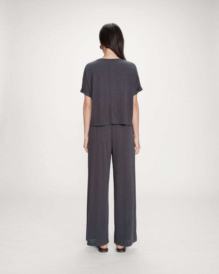 T-shirt oversize en modal col rond marine Parma