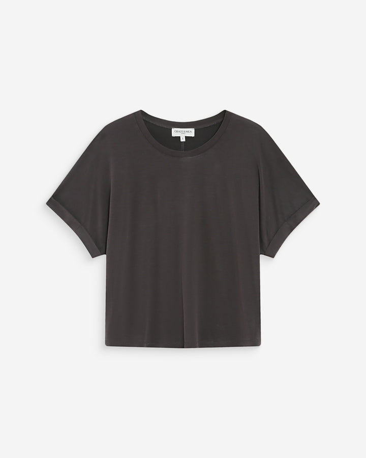 T-shirt oversize en modal col rond marine Parma