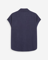 Fluid linen short-sleeve shirt marine Perez