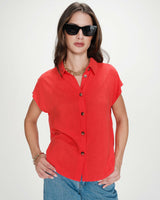 Chemise en lin fluide manches courtes sanguine Perez