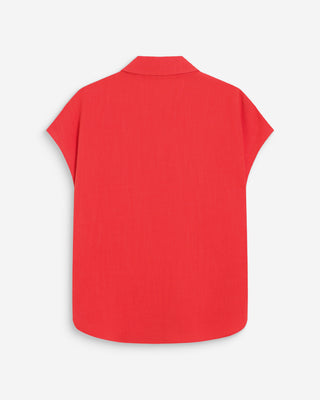 Chemise en lin fluide manches courtes sanguine Perez