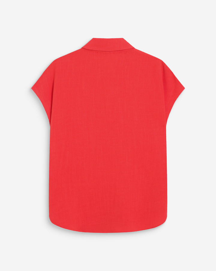 Chemise en lin fluide manches courtes sanguine Perez