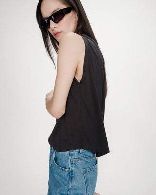 Sleeveless oversized modal T-shirt carbone Rimbaud