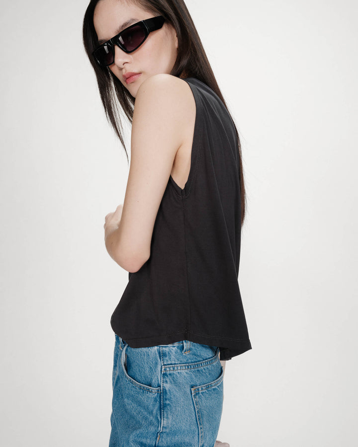 Sleeveless oversized modal T-shirt carbone Rimbaud