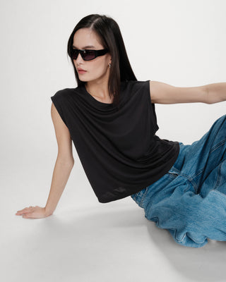 Sleeveless oversized modal T-shirt carbone Rimbaud