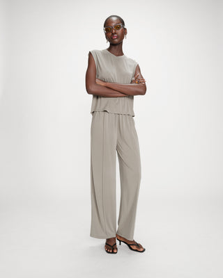 Sleeveless oversized modal T-shirt kaki Rimbaud