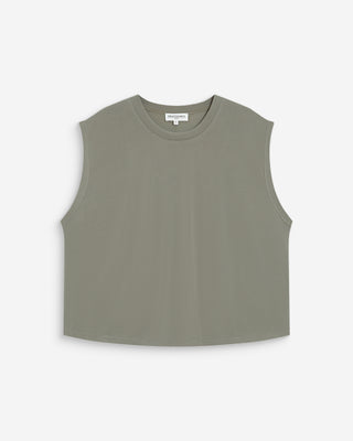 Sleeveless oversized modal T-shirt kaki Rimbaud
