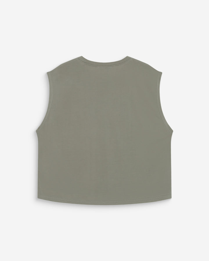 Sleeveless oversized modal T-shirt kaki Rimbaud