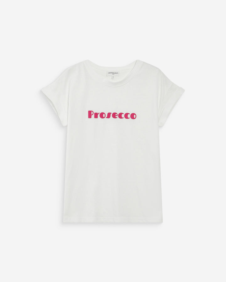 T-shirt en coton à message imprimé fuchsia Vico