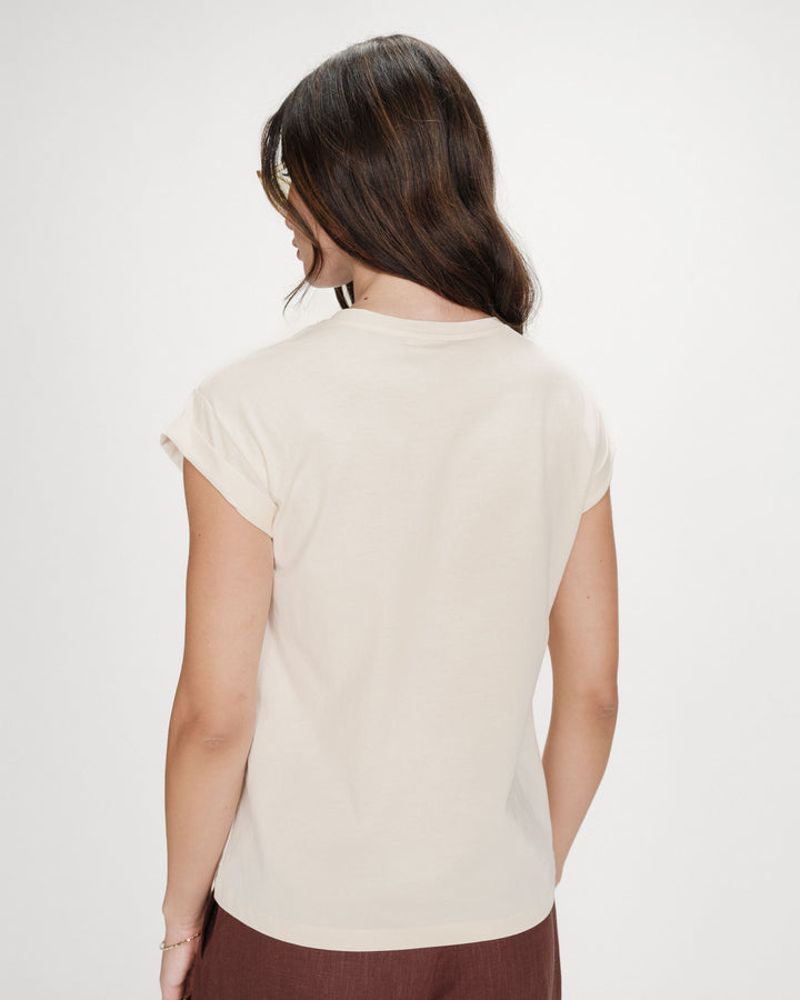 T-shirt en coton à message imprimé mocha Vico