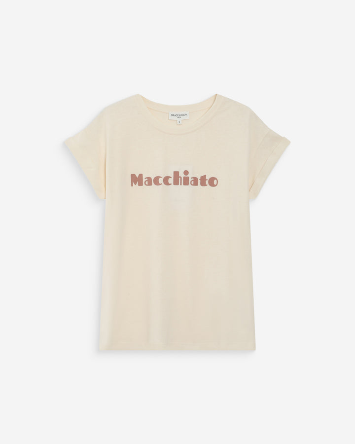 T-shirt en coton à message imprimé mocha Vico