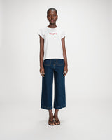 T-shirt en coton à message imprimé rouge Vico