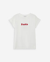 T-shirt en coton à message imprimé rouge Vico