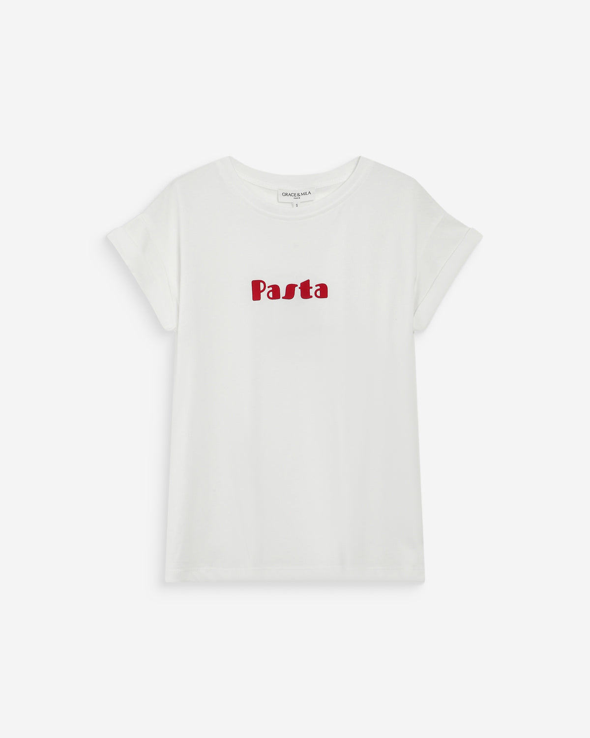 T-shirt en coton à message imprimé rouge Vico