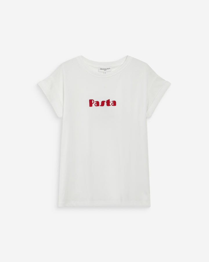 T-shirt en coton à message imprimé rouge Vico