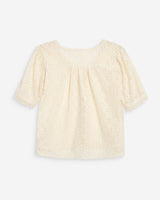 Blouse en dentelle col V manches courtes amande Vicky