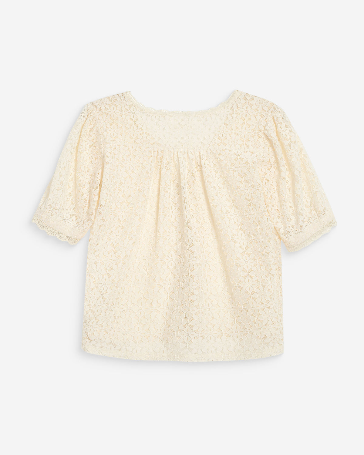 Blouse en dentelle col V manches courtes amande Vicky
