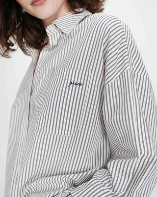 Oversized striped cotton shirt marine Vipera