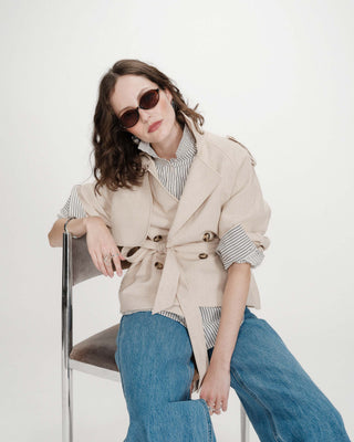 Oversized striped cotton shirt marine Vipera