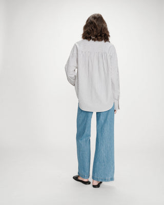Oversized striped cotton shirt marine Vipera
