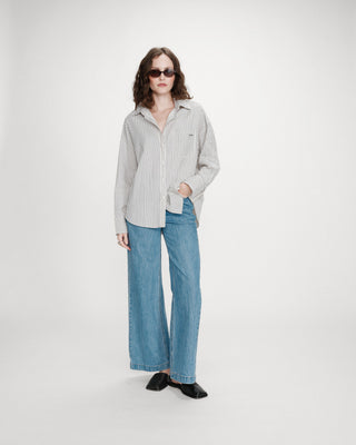 Oversized striped cotton shirt marine Vipera