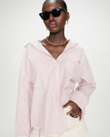 Chemise oversize rayée en coton pivoine Vipera