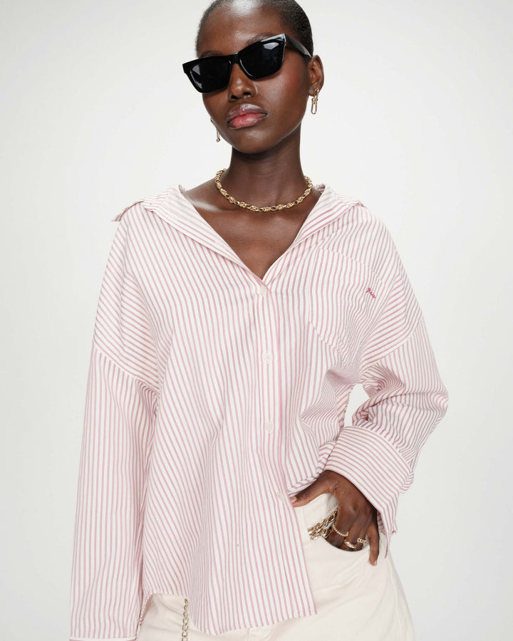 Chemise oversize rayée en coton pivoine Vipera