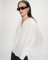 Oversized cotton shirt with puff sleeves ivoire Vibes