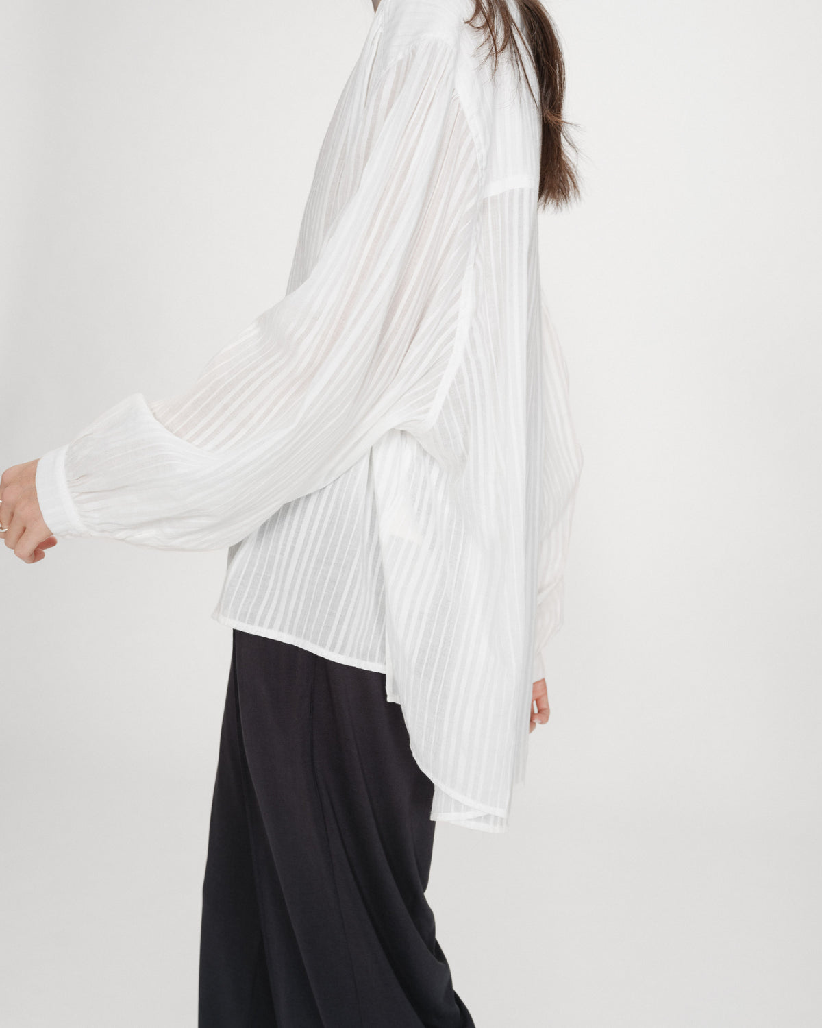 Oversized cotton shirt with puff sleeves ivoire Vibes