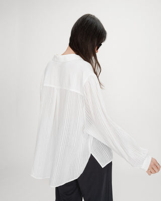 Chemise oversize en coton manches bouffantes ivoire Vibes