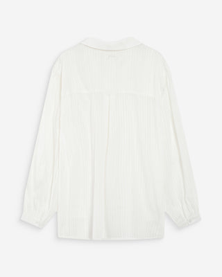 Chemise oversize en coton manches bouffantes ivoire Vibes