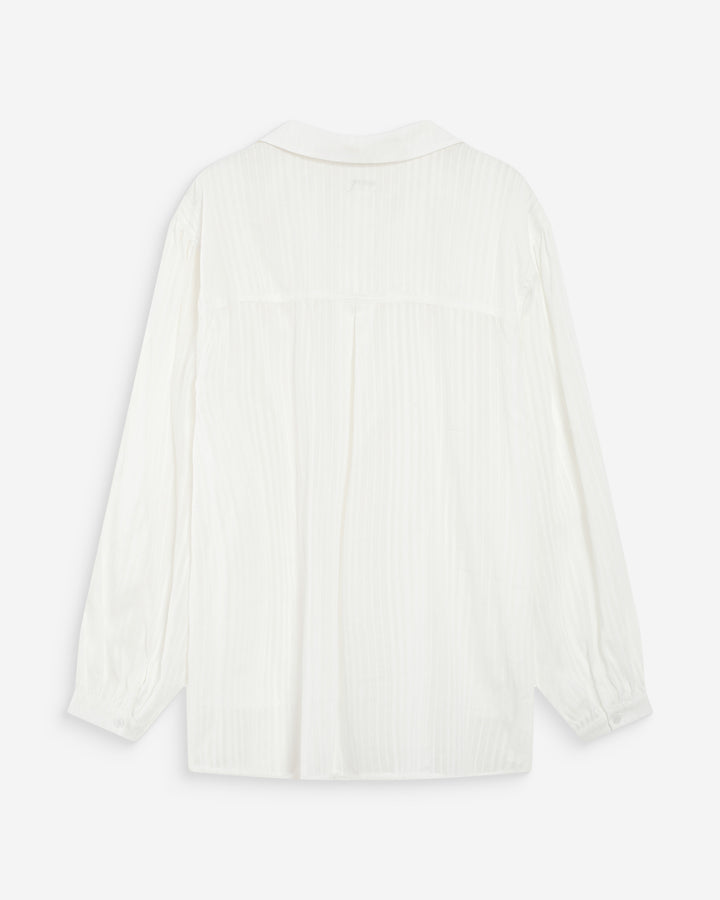 Oversized cotton shirt with puff sleeves ivoire Vibes