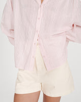 Chemise oversize en coton manches bouffantes rose Vibes