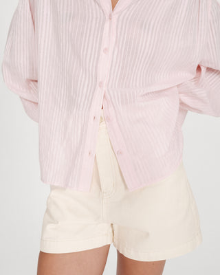 Chemise oversize en coton manches bouffantes rose Vibes