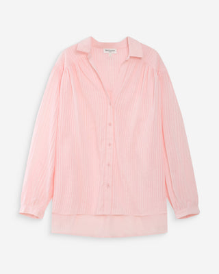 Chemise oversize en coton manches bouffantes rose Vibes