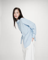 Chemise oversize rayée à nouer dans le dos bleuet Valerie