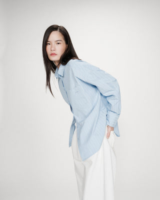 Chemise oversize rayée à nouer dans le dos bleuet Valerie