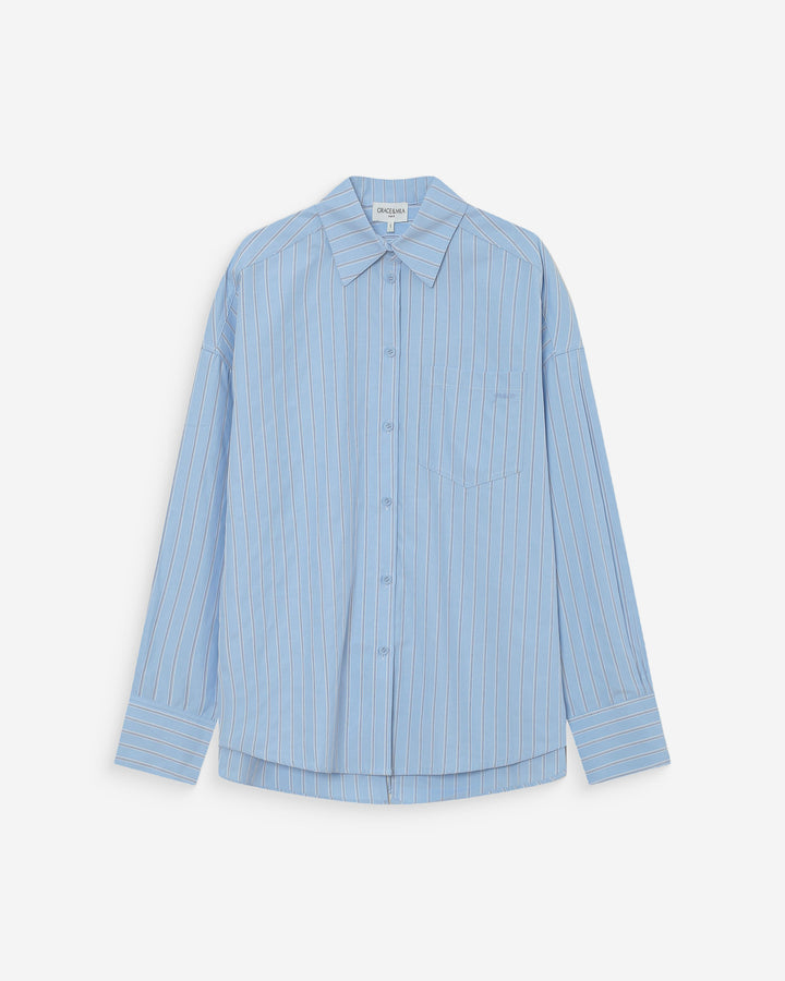 Chemise oversize rayée à nouer dans le dos bleuet Valerie