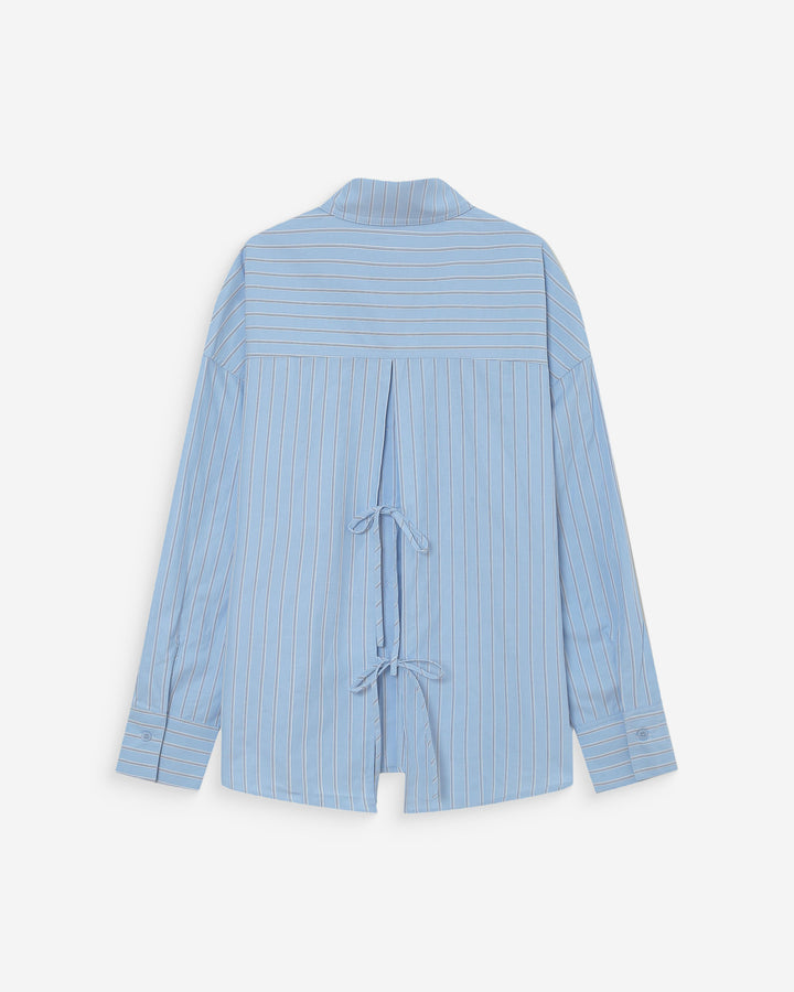 Chemise oversize rayée à nouer dans le dos bleuet Valerie