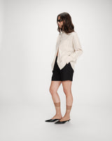 Oversized striped shirt with tie-back vanille Valerie