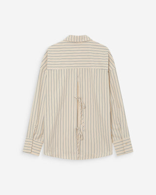 Oversized striped shirt with tie-back vanille Valerie