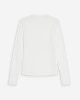 Sheer lace long-sleeve top ivoire Valmy