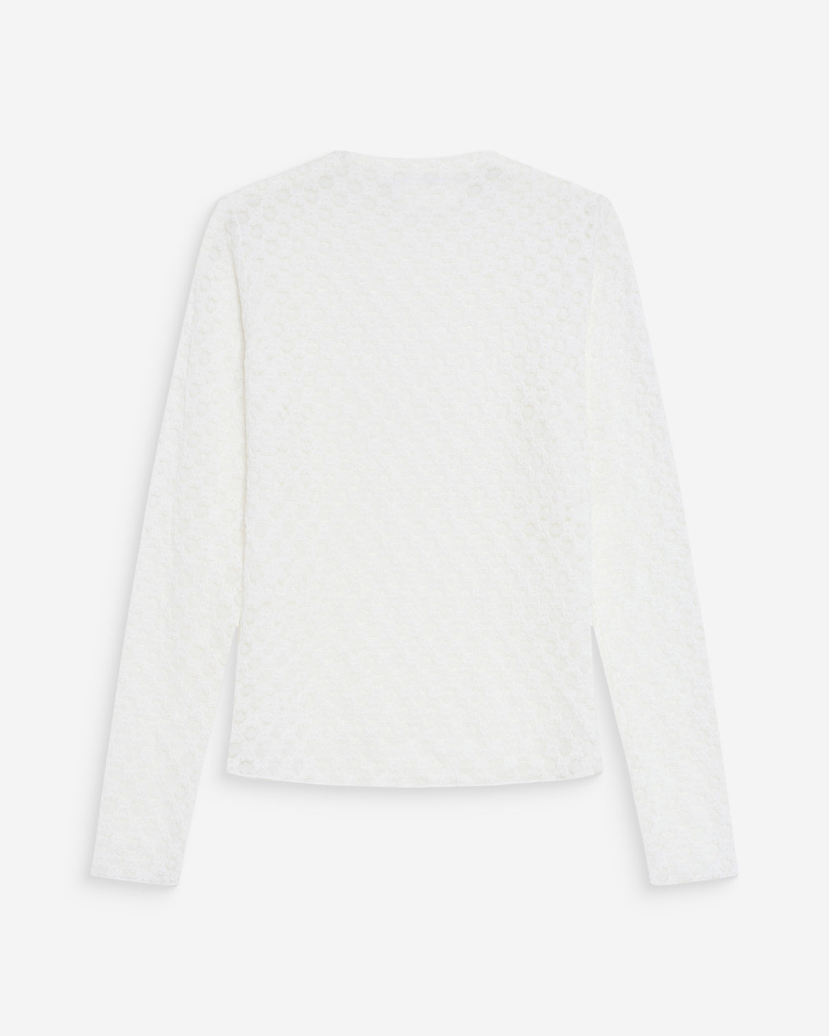 Sheer lace long-sleeve top ivoire Valmy