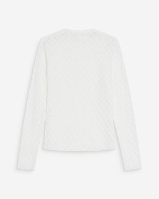 Sheer lace long-sleeve top ivoire Valmy
