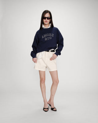 Pull oversize en coton à message brodé marine Valino