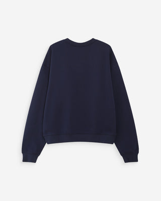 Pull oversize en coton à message brodé marine Valino