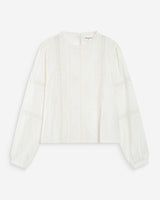 Blouse col à volants avec dentelle ivoire Velma