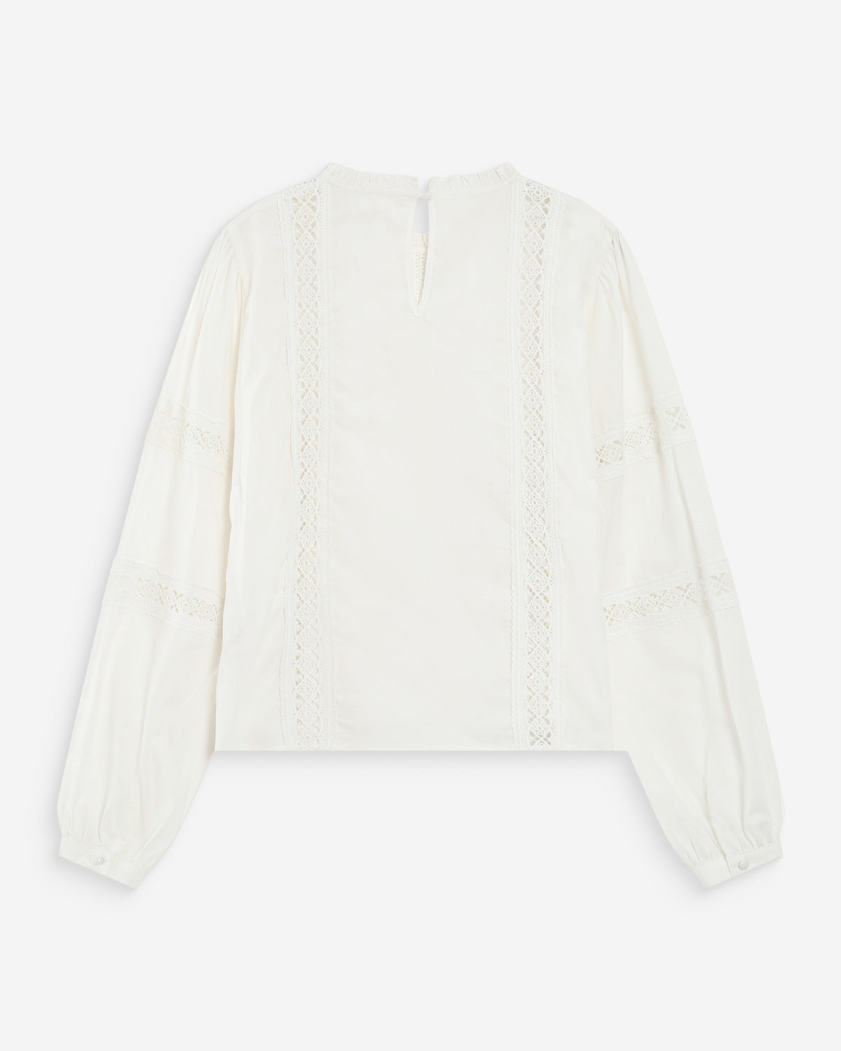 Blouse col à volants avec dentelle ivoire Velma