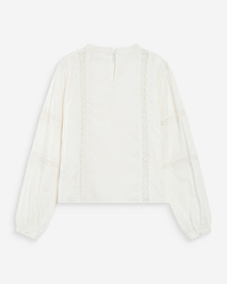 Blouse col à volants avec dentelle ivoire Velma