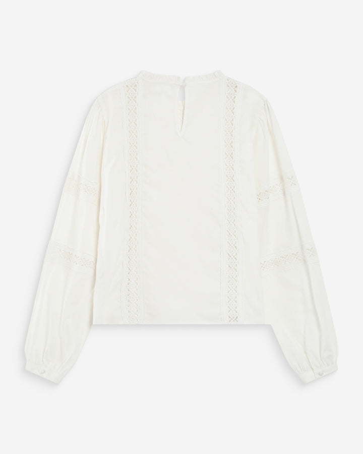 Blouse col à volants avec dentelle ivoire Velma